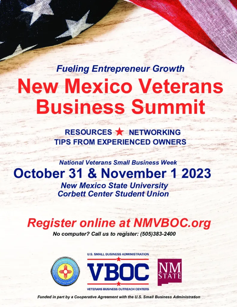 New Mexico Veterans Business Summit Flyer